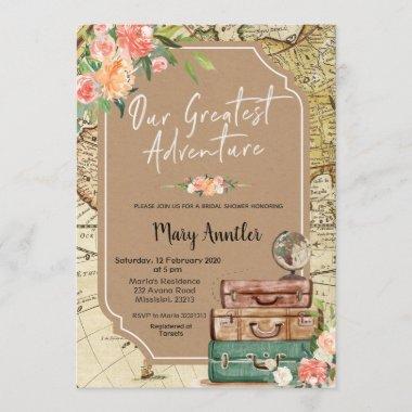 Our Greatest Adventure Bridal Shower Invitations
