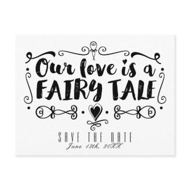 OUR LOVE IS A FAIRY TALE Wedding Save the Date Announcement Post