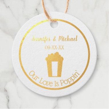 Our Love Is Poppin Popcorn Wedding Foil Favor Tags