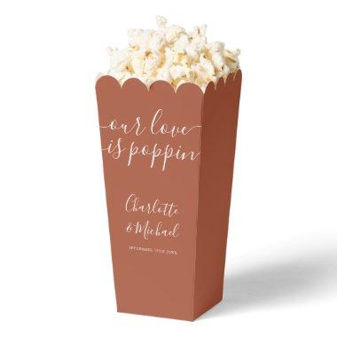Our Love Is Poppin Terracotta Wedding Popcorn Favor Boxes