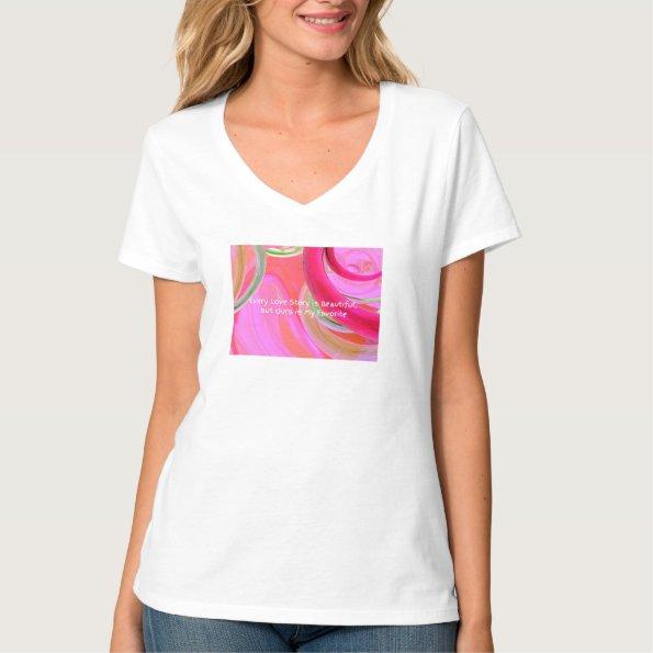 "Our Love Story V-Neck Tee – Romantic & Beautiful