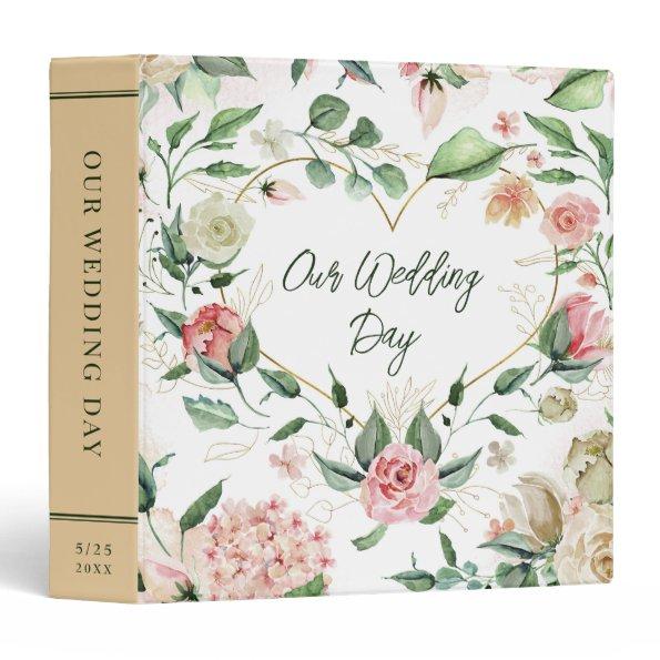 Our Wedding Day Planner Organizer Floral Flowers 3 Ring Binder