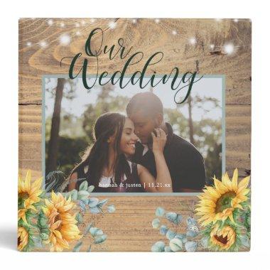 Our Wedding Rustic Wood Sunflower Photo Planner 3 Ring Binder