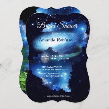 Outer Space Galaxy Bridal Shower Invitations