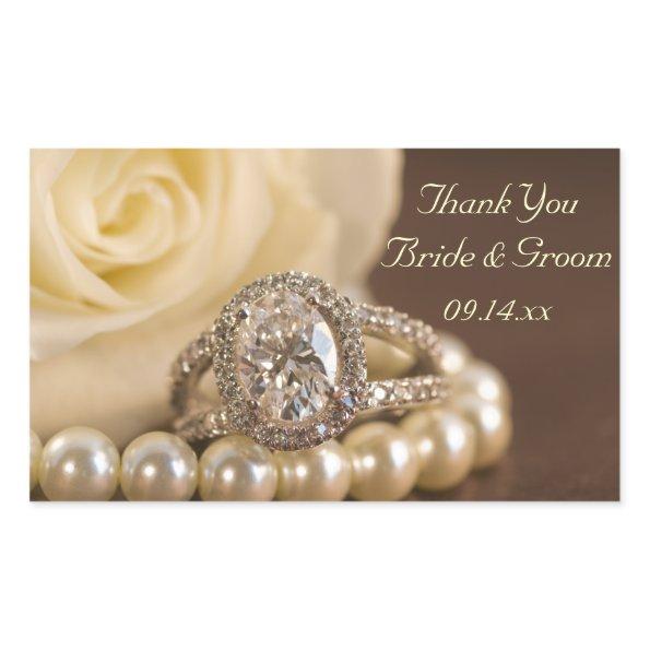 Oval Diamond Ring Rose Wedding Thank You Favor Tag