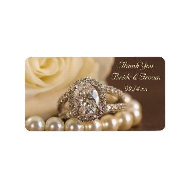 Oval Diamond Ring Rose Wedding Thank You Favor Tag