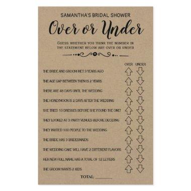 Ove or Under  spanish english game
