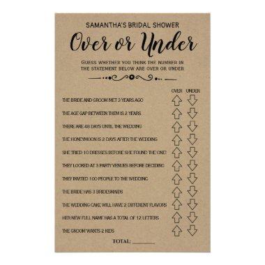Ove or Under Rustic Bridal Shower Game Invitations Flyer