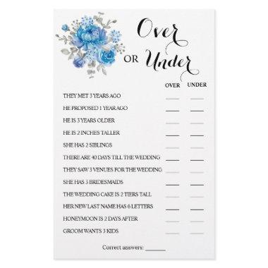 Over or Under Blue Flower Couples Shower Game  Flyer