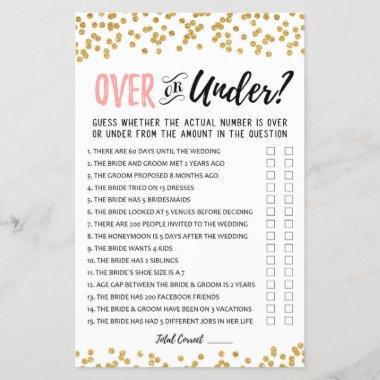 Over or Under Bridal Shower or Hen Party game