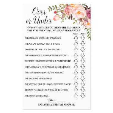 Over or Under  Pink Flowers Game  Flyer