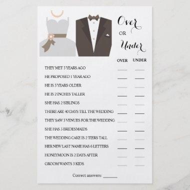 Over or Under Couples Shower Game Invitations Flyer
