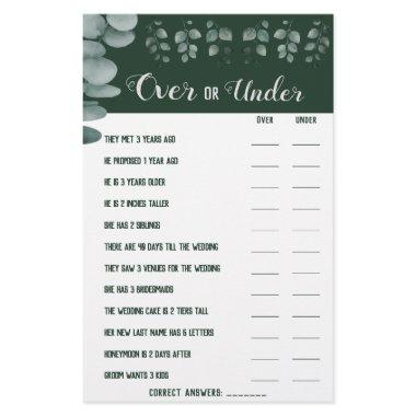 Over or Under Eucalyptus Couples Shower Game  Flyer