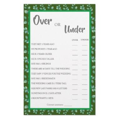 Over or Under Eucalyptus Couples Shower Game  Flyer