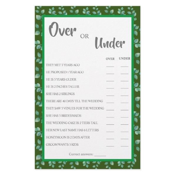 Over or Under Eucalyptus Couples Shower Game  Flyer
