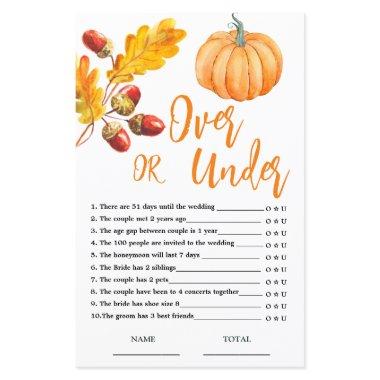 Over or Under Fall Pumpkin Bridal Game