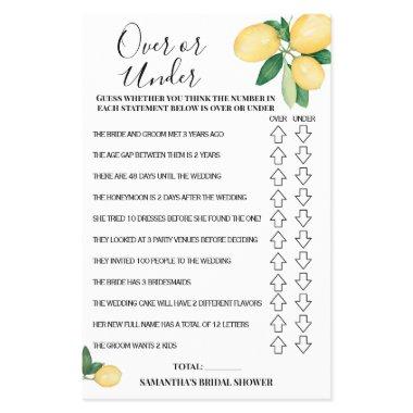 Over or Under Lemons  Game  Flyer