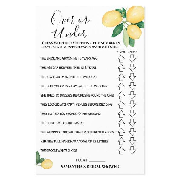 Over or Under Lemons  Game  Flyer