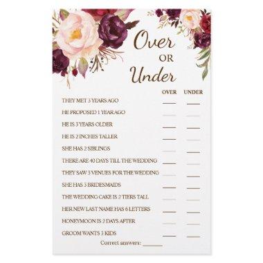 Over or Under Marsala Couples Shower Game  Flyer