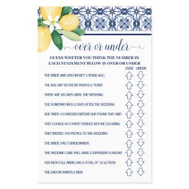 Over or Under Mediterranean Lemon Shower Game  Flyer