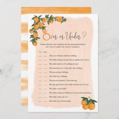 Over or Under Orange Citrus Bridal Shower Game