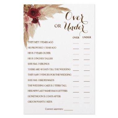 Over or Under Pampas Couples Shower Game  Flyer