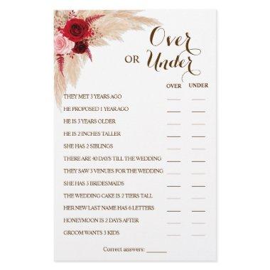 Over or Under Pampas Couples Shower Game  Flyer
