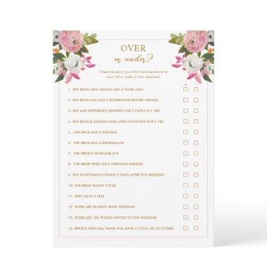 Over or Under Pink Bridal Shower Game Invitations