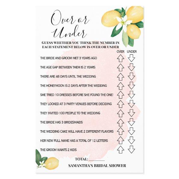 Over or Under Pink Lemons  Game  Flyer