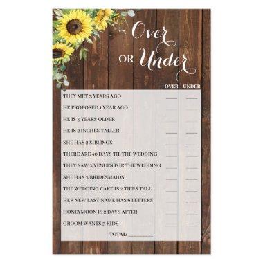 Over or Under Sunflowers  Game  Flyer