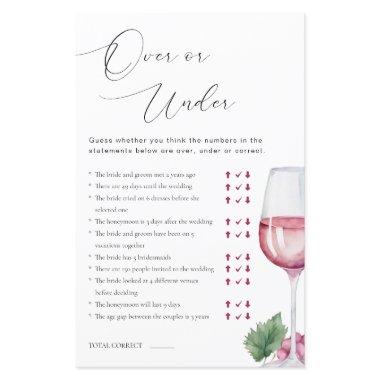 Over or Under Vino before Vows  Game
