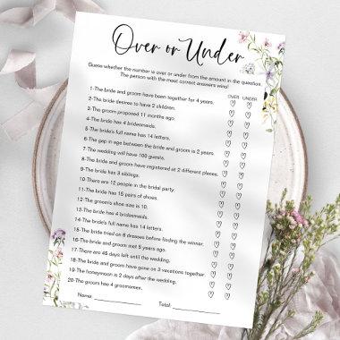 Over Or Under Wildflower Bridal Shower Game Invitations