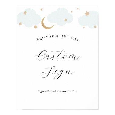 Over the Moon Blue Custom Text Sign