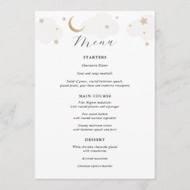 Over the Moon Gray and Gold Menu
