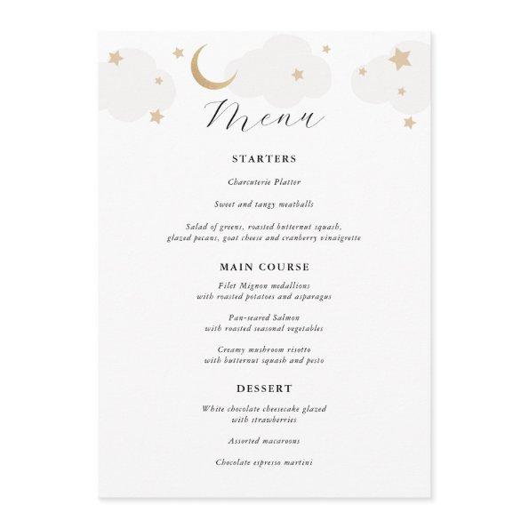 Over the Moon Gray and Gold Menu