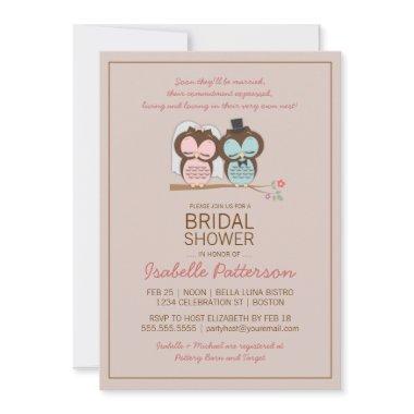 Owl Bride & Groom Sweet Bridal Shower Invitations