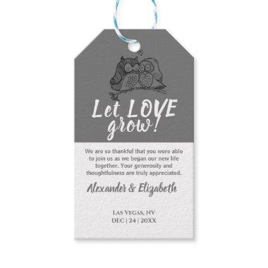 Owls Love Let Love Grow Wedding favor Gift Tags