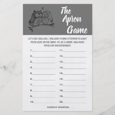 OWLS LOVE THE APRON SHOWER GAME Invitations FLYER