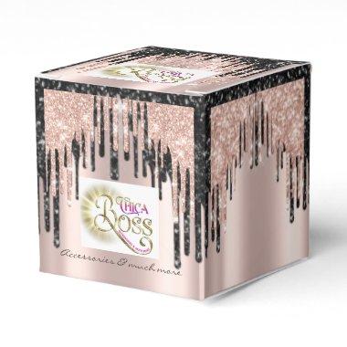 Packaging Logo Rose Black Beauty Drips Favor Box