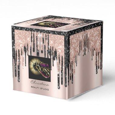 Packaging Logo Rose Black Beauty Drips Favor Boxes