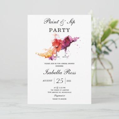 Paint and Sip Bridal Shower Invitations