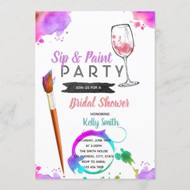 Paint and sip bridal shower party Invitations