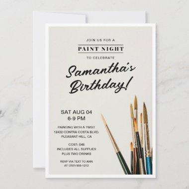 Paint Night Birthday Party Invitations