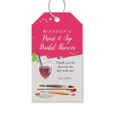 Paint Night, Paint and Sip Wine Glass Canvas Gift Tags