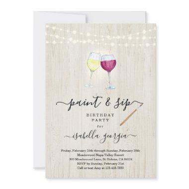 Paint & Sip Birthday, Bachelorette, Bridal Shower Invitations