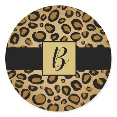 Painted Cheetah Leopard Print Spots Gold Beige Tan Classic Round Sticker