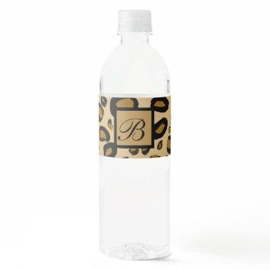 Painted Cheetah Leopard Print Spots Gold Beige Tan Water Bottle Label