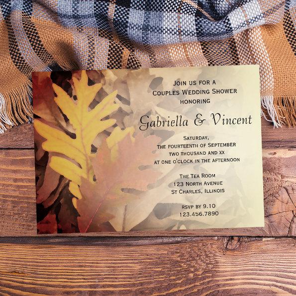 Painted Fall Leaves Couples Wedding Shower Invitations