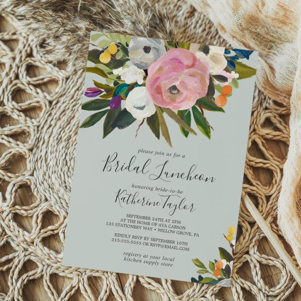 Painted Floral Bridal Luncheon Invitations