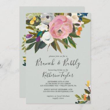 Painted Floral Brunch and Bubbly Invitations